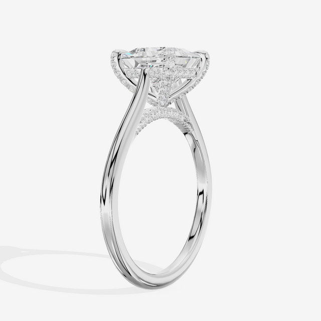 Grand Vowsae Princess Engagement Ring with Side Stones (1/5 ct. tw.) in 14K White Gold