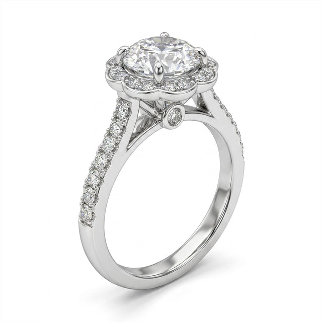 Cathedral Halo Pavé Round Engagement Ring (1/2 ct. tw.) in 18K White Gold