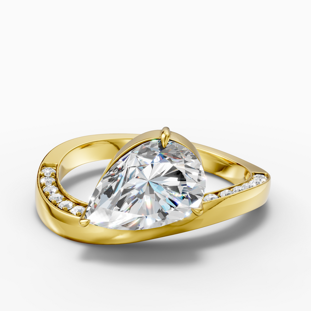 14K gold 2.1-carat pear-shaped hidden halo lab-grown diamond ring