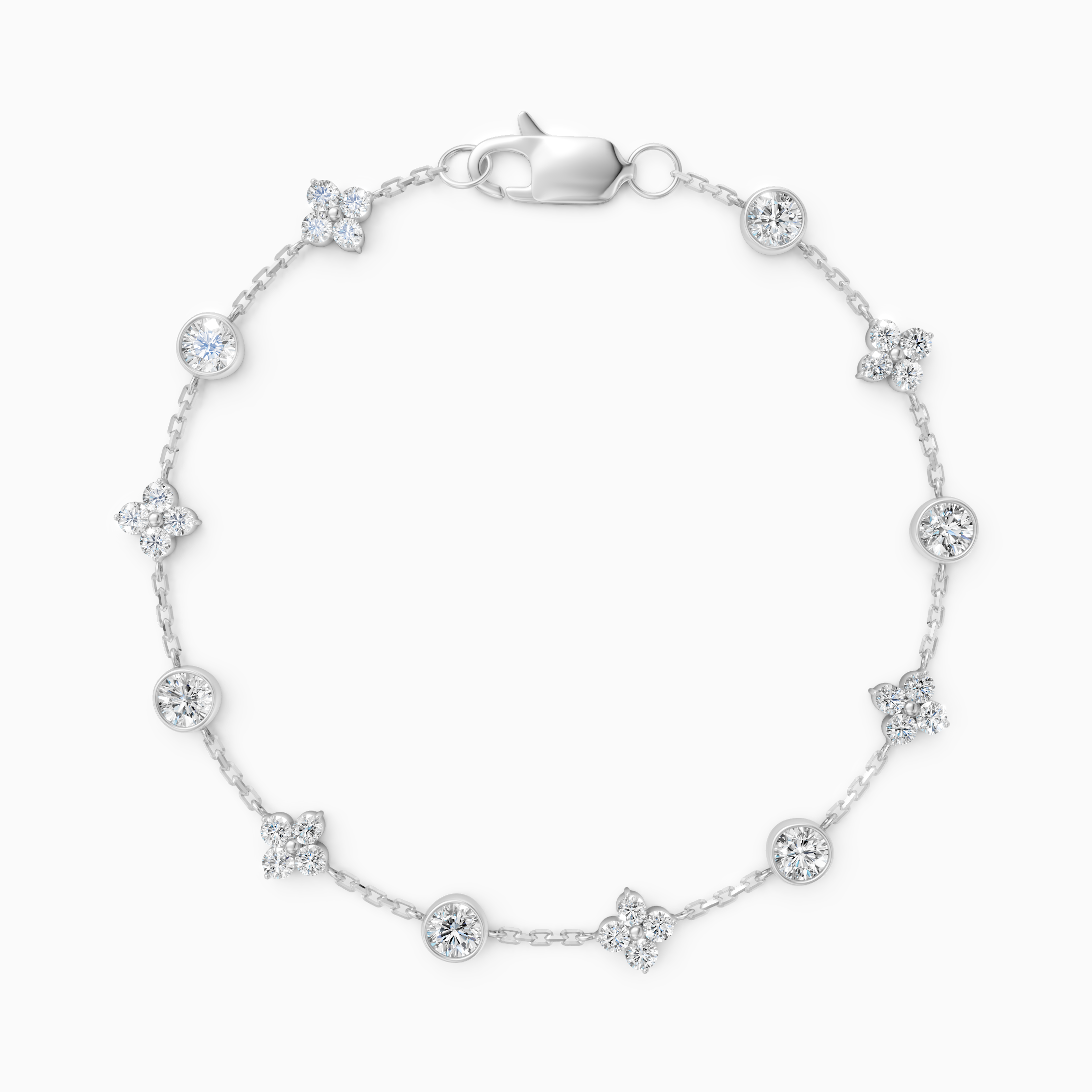 18K White Gold Round Lab-Grown Diamond Tennis Bracelet (0.96ctw, D-E VS-VVS)
