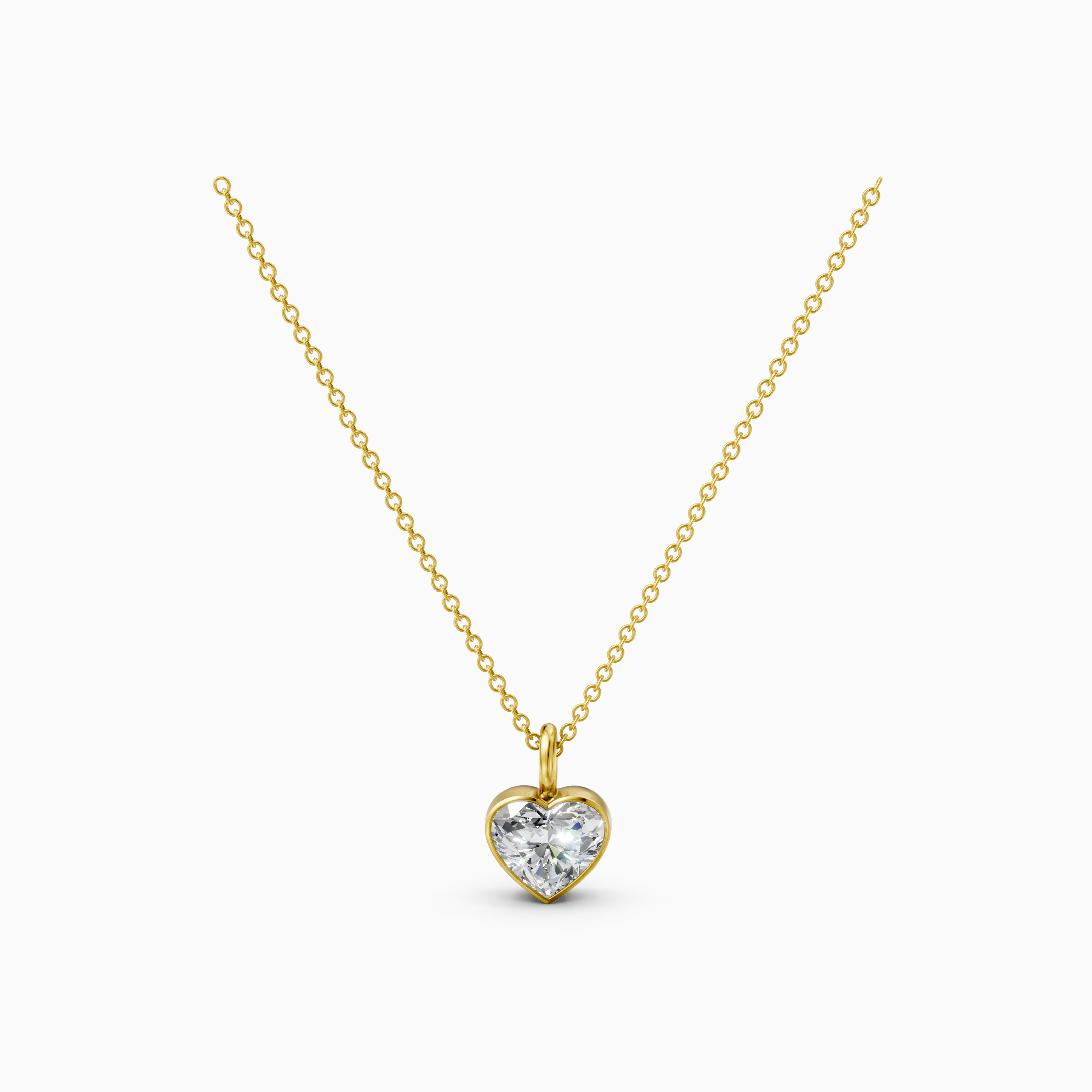 18K Yellow Gold 1.10 Carat D VVS2 Heart Shape Lab-Grown Diamond Solitaire Pendant Necklace
