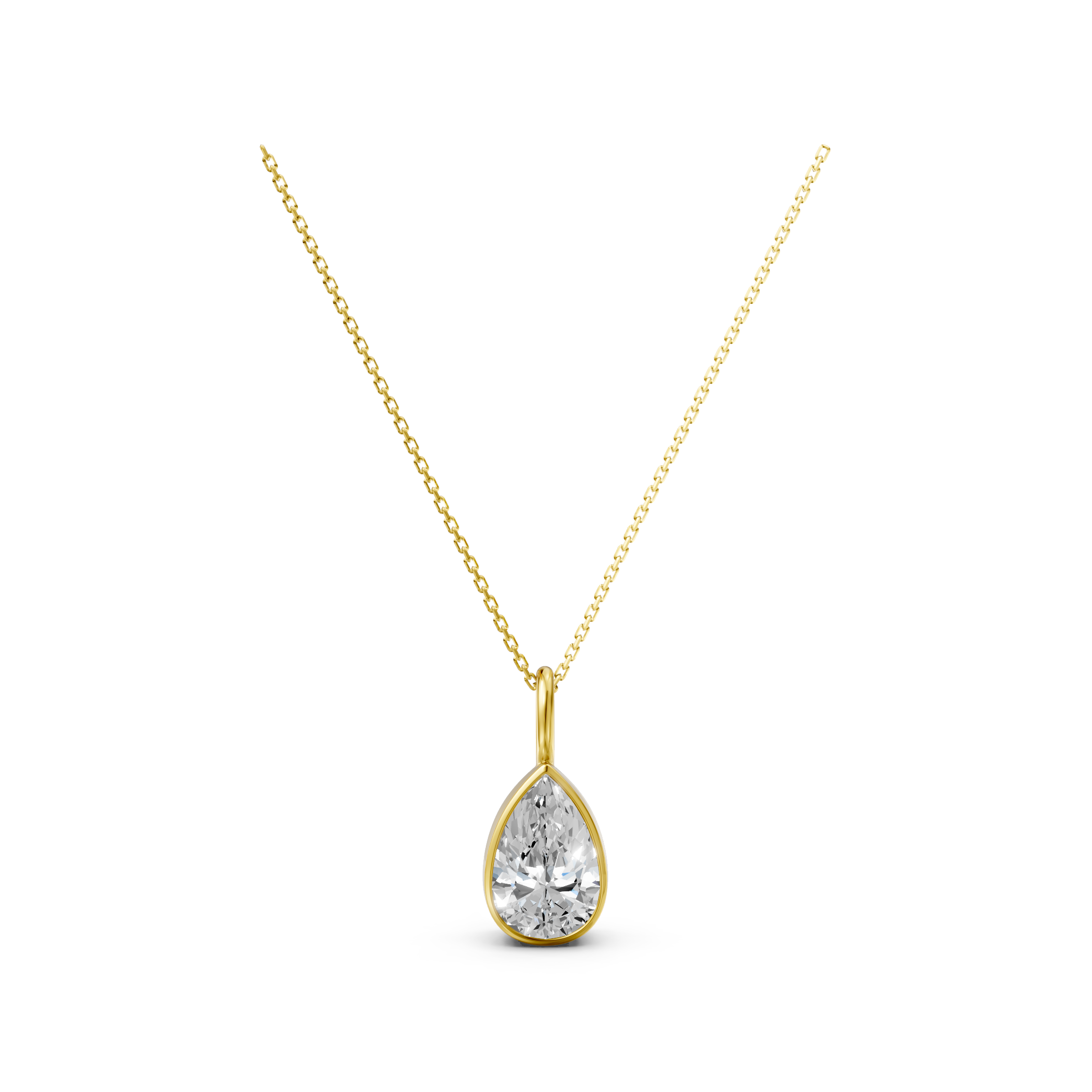 18K Yellow Gold 1.06 Carat D VVS1 Pear Shape Lab-Grown Diamond Solitaire Pendant Necklace