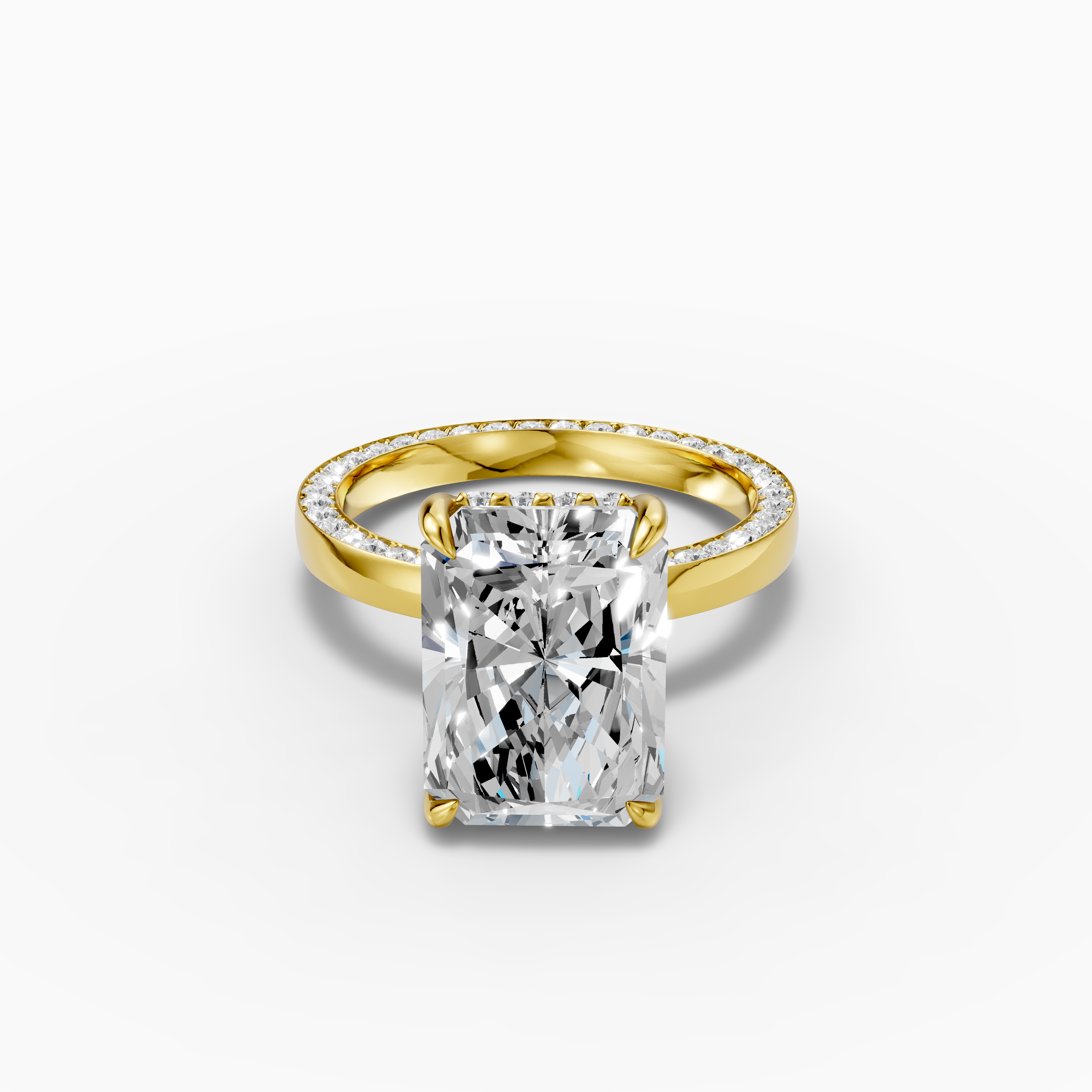 18k gold, 5ct Radion , hidden halo diamond ring