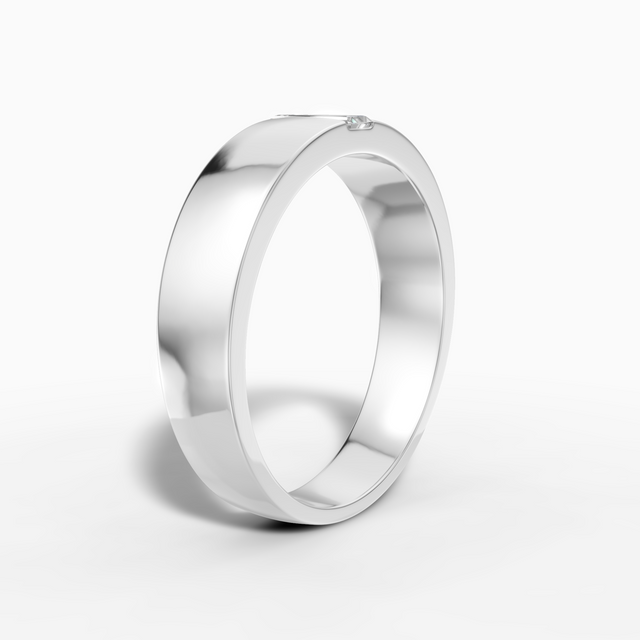 18K White Gold Men's Ring with 0.16 Carat Baguette Cut Lab-Grown Diamond