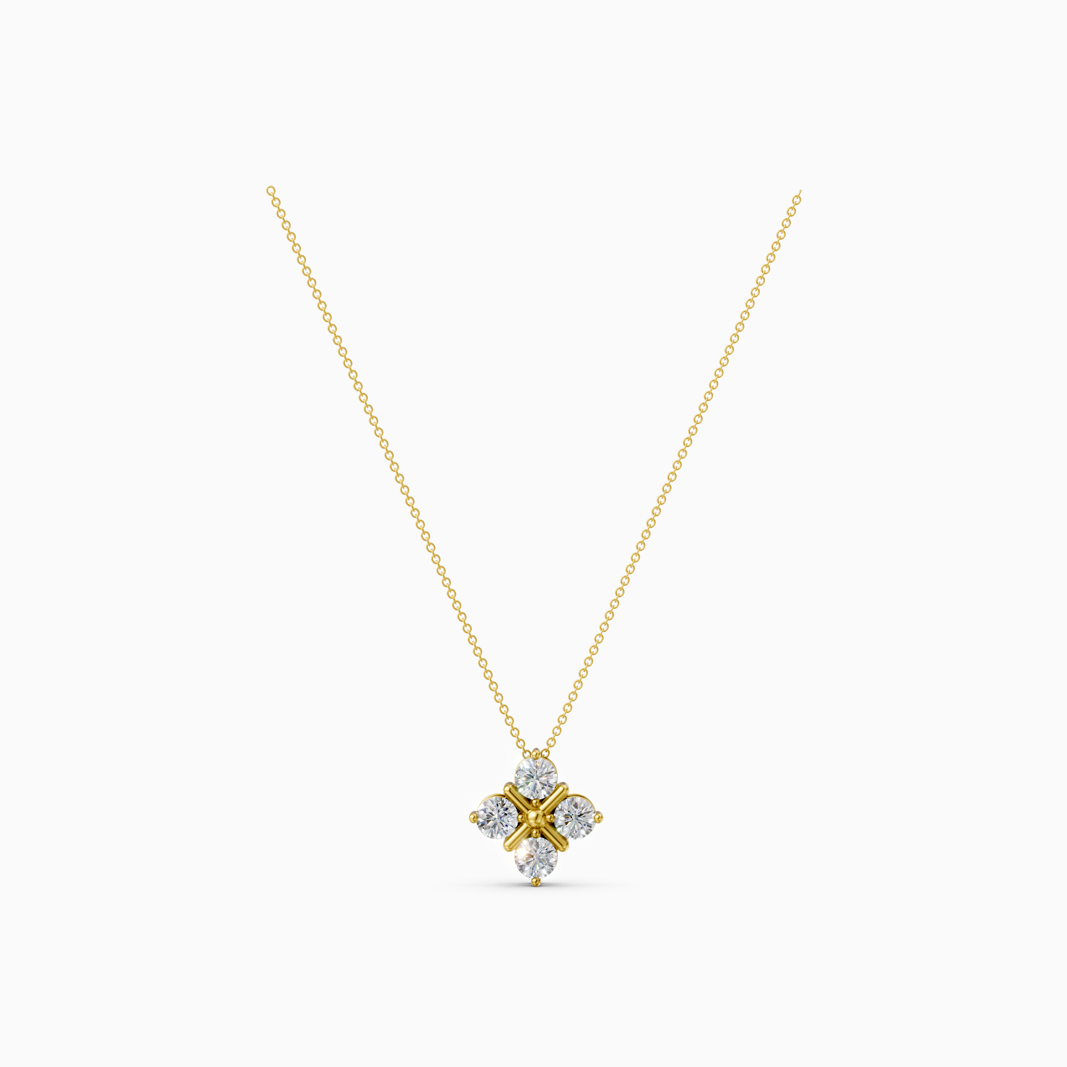 18K White Gold Four-Stone Round Lab-Grown Diamond Pendant Necklace (1.70ct, D-E VS-VVS)
