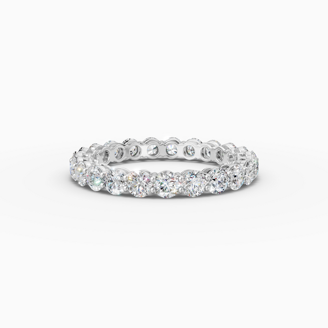 18K White Gold Pavé Round Lab-Grown Diamond Eternity/Cluster Ring (2.14ctw, D-E VS-VVS)