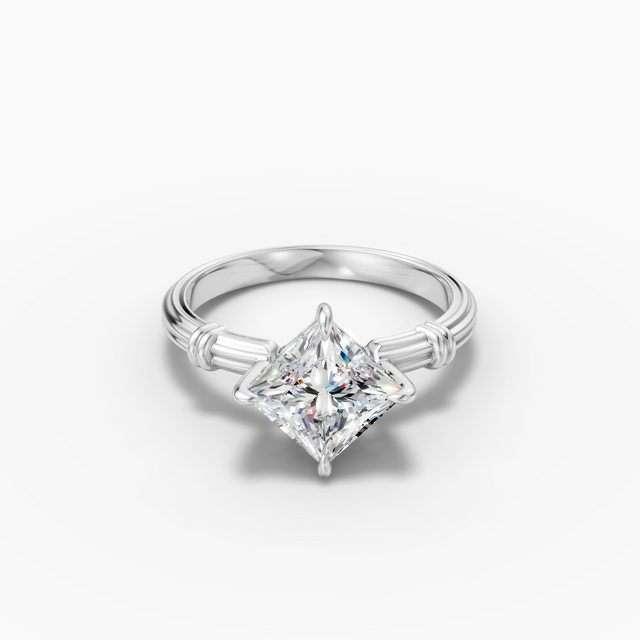 18K White Gold 1.05 Carat Princess Cut Lab-Grown Diamond D-E VVS Solitaire Ring