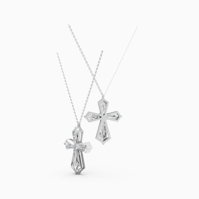 18K White Gold 2.04 Carat Lab-Grown Diamond Cross Pendant Necklace (D-E VVS)