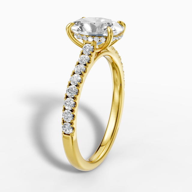 14K gold 3 carat oval hidden halo lab-grown diamond ring