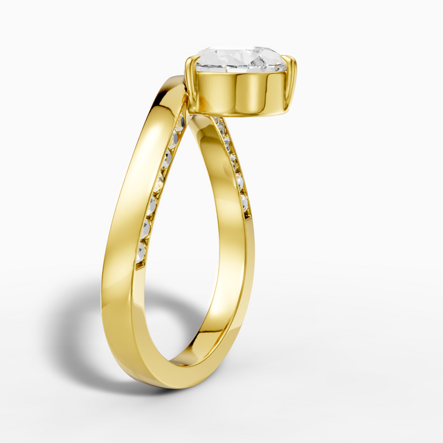 14K gold 2.1-carat pear-shaped hidden halo lab-grown diamond ring