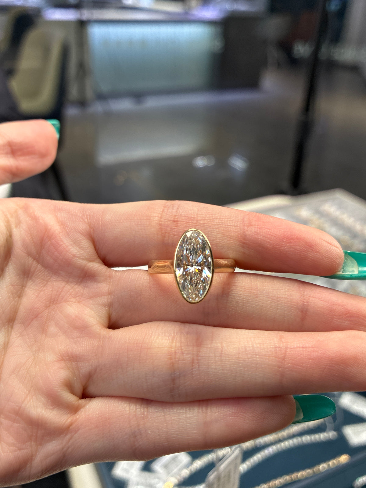 Deposit For Marisa                      •14K solid yellow gold 4.37ct marquise FIY VVS2 petal bezel setting.                                         •14K solid yellow 3ct Dutch marquise E/VS1 with 0.242 sidestones