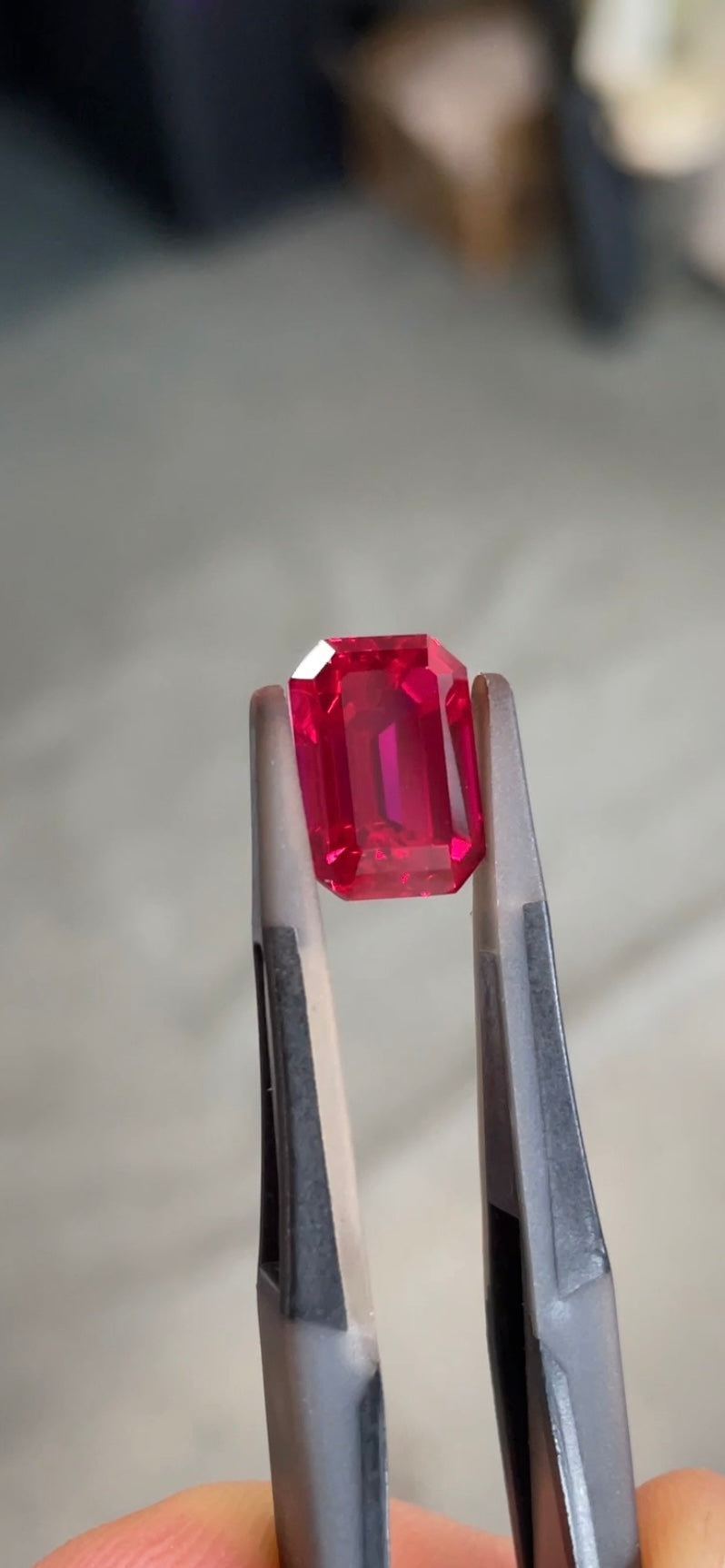 Deposit for Sherry customized 14k white gold 3 stone with 1ct each on the side, 2ct total on side, with 7.73ct ruby