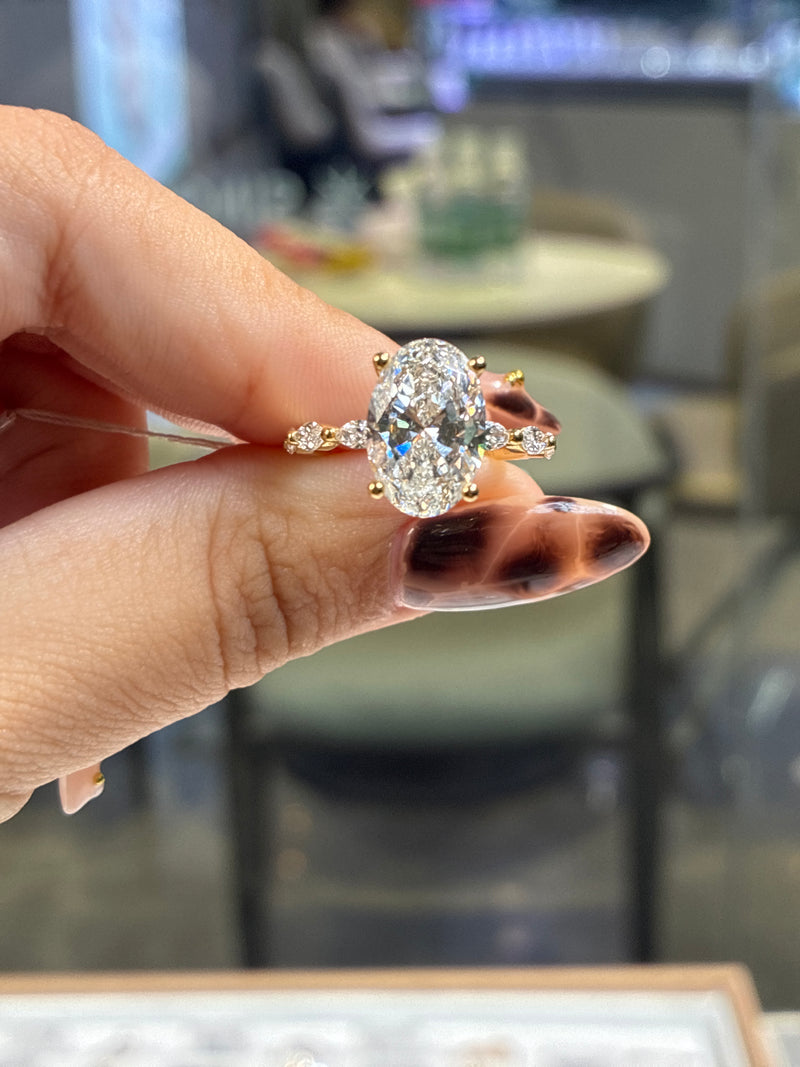 Deposit for acelime 14k yellow gold using 2.91ct pink diamond with marquise cut diamond sidestone