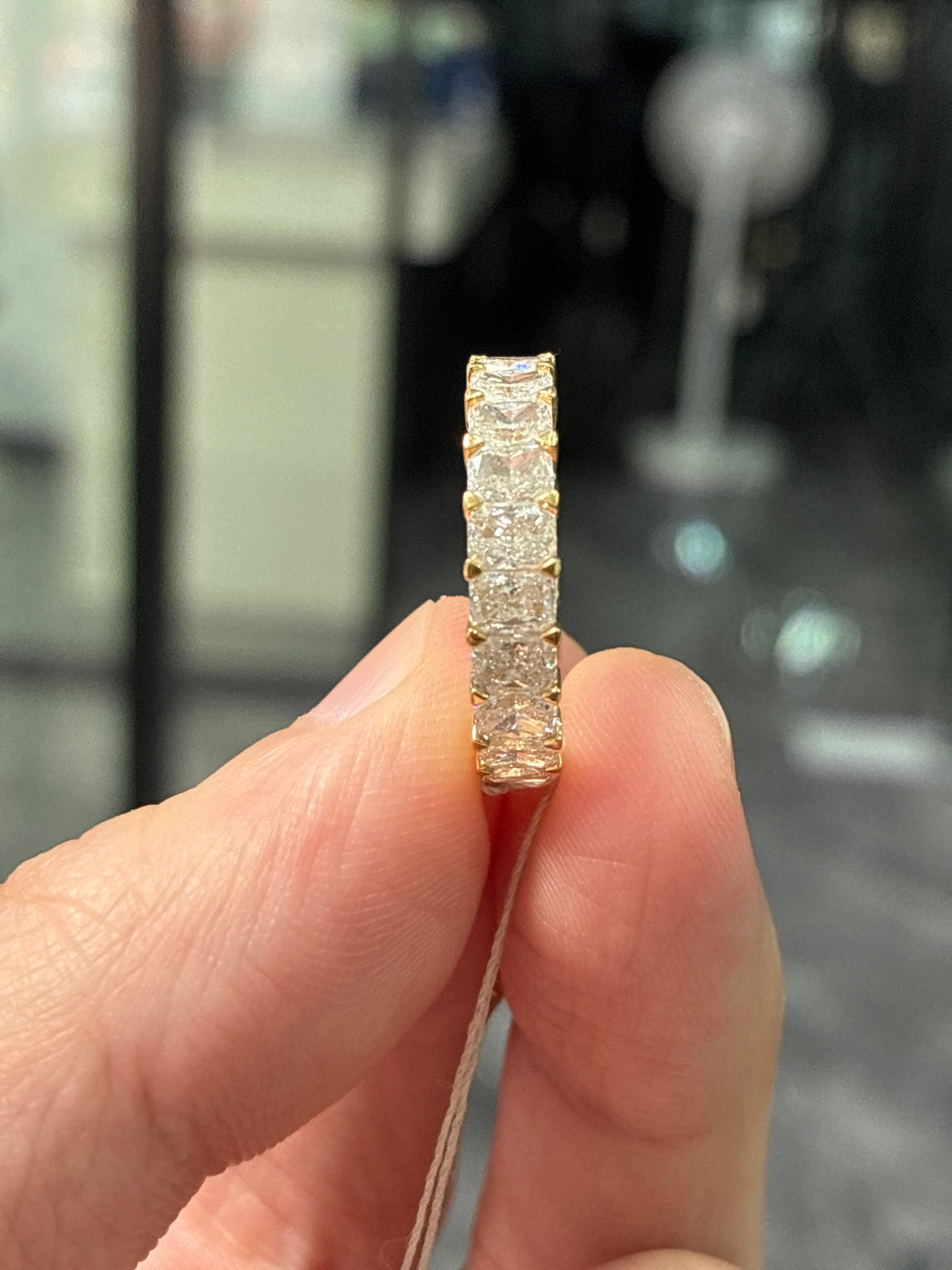For Alyssa Wellens Full Eternity Radiant Cut Diamond Band//18K Solid white gold//21 Radiant Cut stones for total 4.525ct//US Size 7
