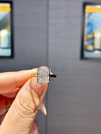 For Lesli, Custom 2.87ct Bezel Radiant, E/VS1, 14k white gold