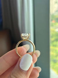 For Alma 14k solid yellow gold 5ct oval E VVs2 with 0.258ct hidden halo