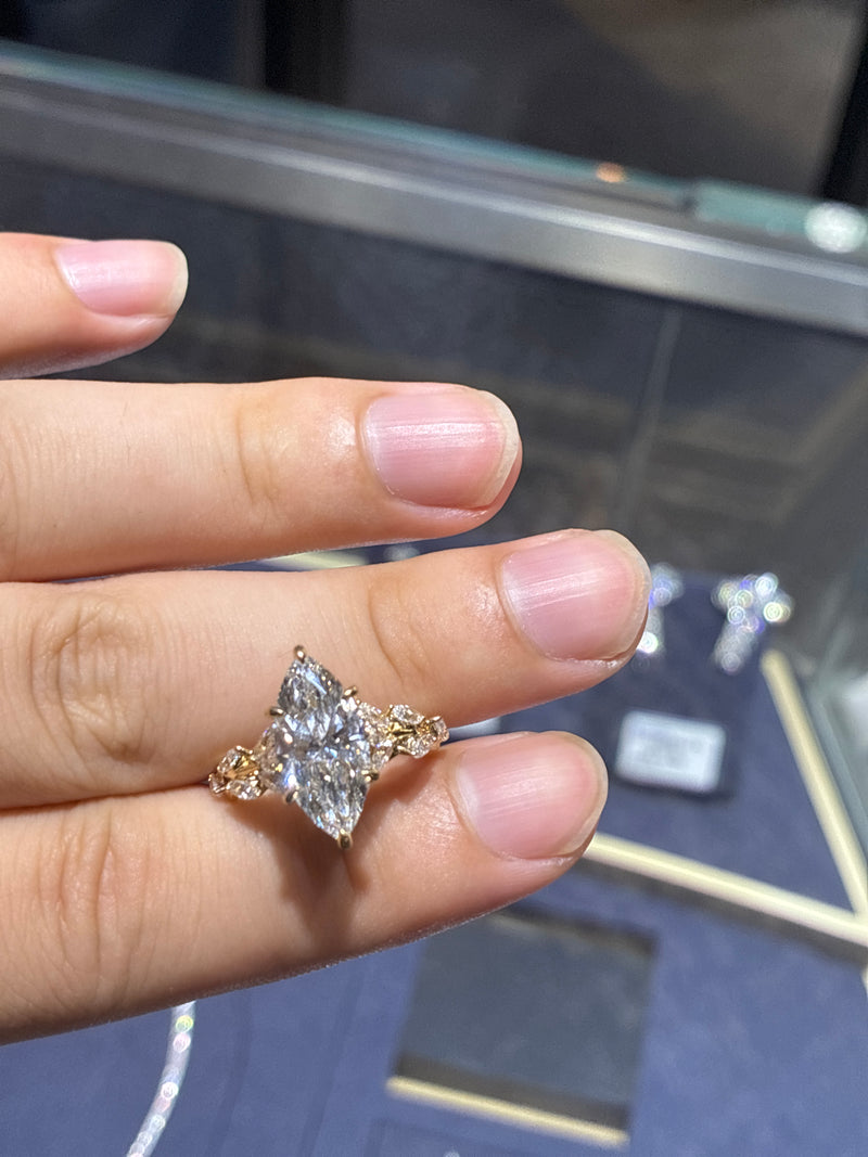 Deposit For maryam99 main stone marquise cut 4ct E/VVS side stone 1.183ct 14yellow gold customize