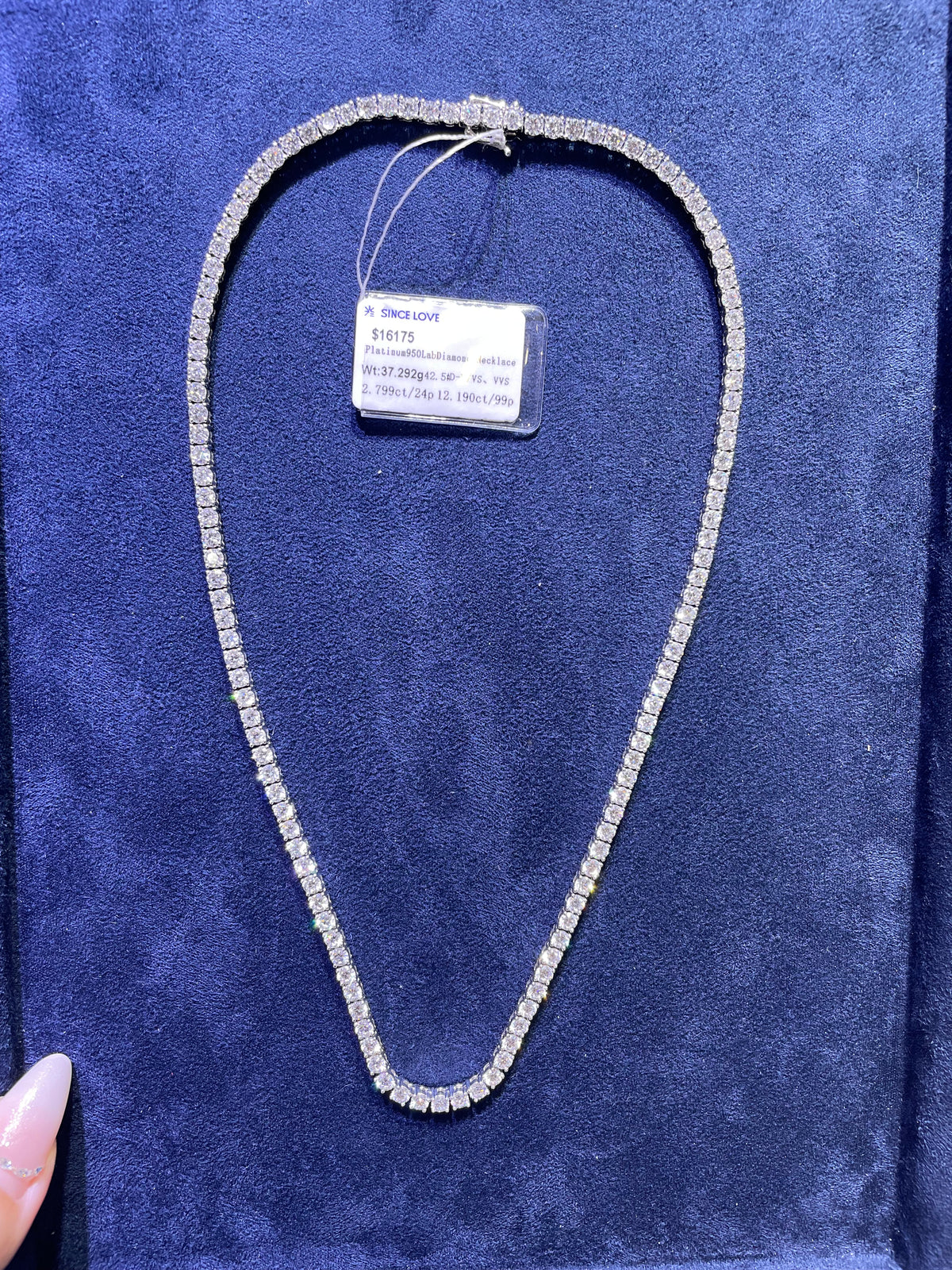 For Cool Kid, 14.9ct Tennis Necklace, DE/VS-VVS, 14K white gold, 16.73inches