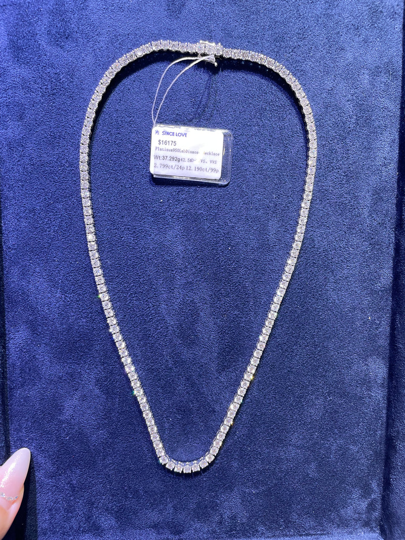 For Cool Kid, 14.9ct Tennis Necklace, DE/VS-VVS, 14K white gold, 16.73inches