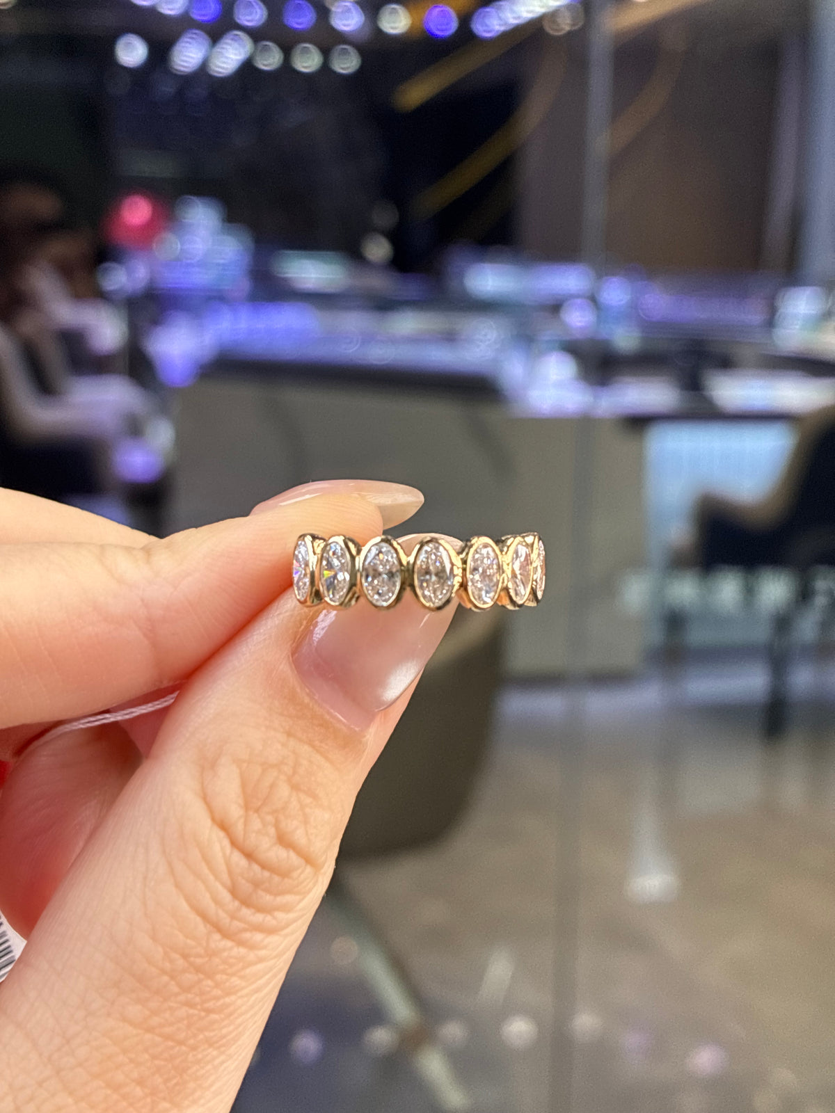 For Valerie, 14K Yellow gold Bezel Half Eternity Band, total 1.349ct, DE/VVS-VS (Ready to ship)