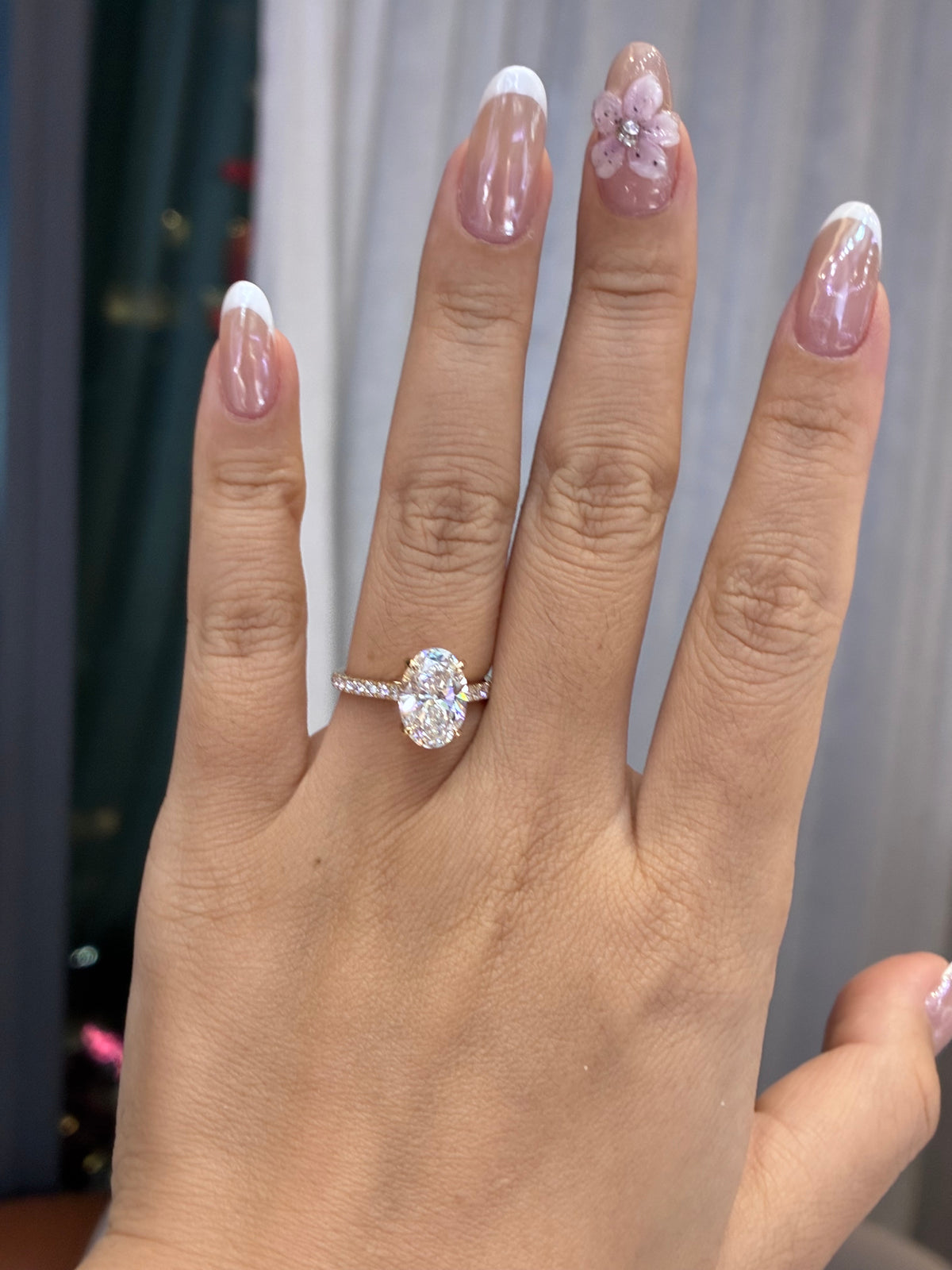 For Jordan, 3ct marquise solitaire with hidden halo and pave band, E/VVS2, 14k yellow gold