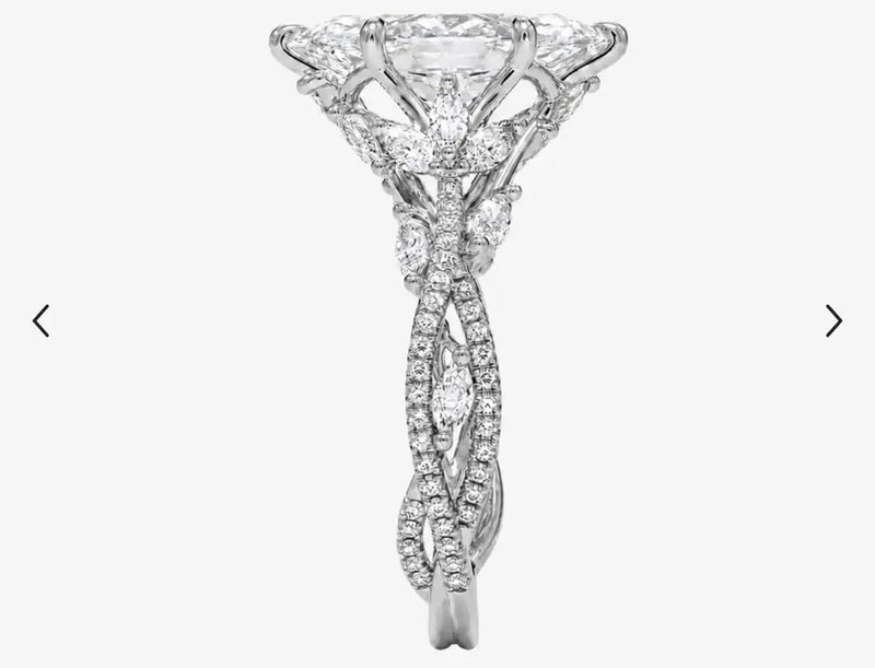 For Marjie, 14K white gold setting only, design to fit 4ct marquise loose diamonds, total 1ct sidestones,DE/VS-VVS