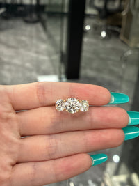 Deposit For Kelly 14K solid yellow gold three stone design, 2.07ct center stone D/VS1, with 2.04ct round side stones