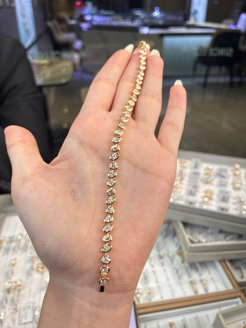 For user12345678 14k solid gold tennis bracelet 5 shape mixed cut(ready to ship)