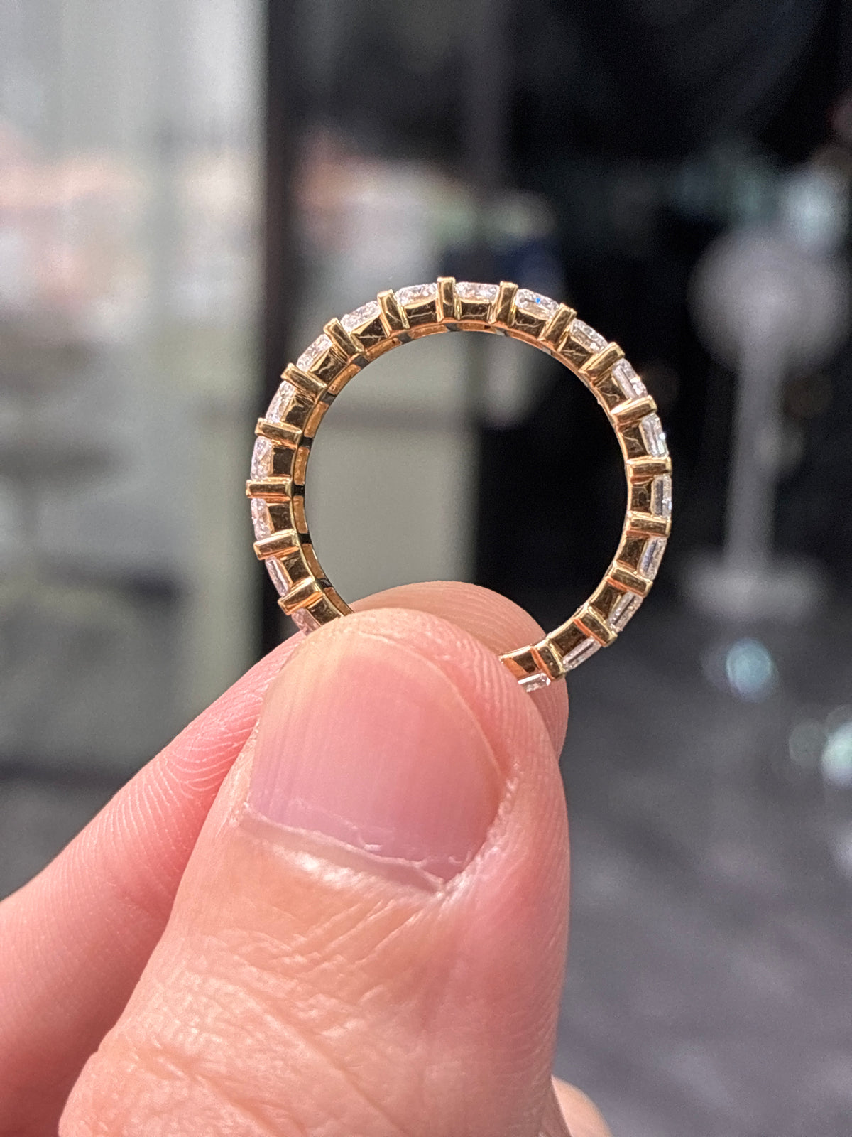 For Alyssa Wellens Full Eternity Radiant Cut Diamond Band//18K Solid white gold//21 Radiant Cut stones for total 4.525ct//US Size 7