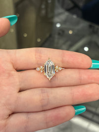 For jininguyen 14K solid gold 3.02ct Dutch Marquis shape E VS1 with 0.242ct side stones