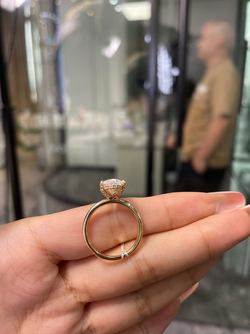 Custom deposit setting only for thebrewedandbeautiful(18k yellow gold, 6 prongs, 2.5ct blank, pink diamond hidden halo)