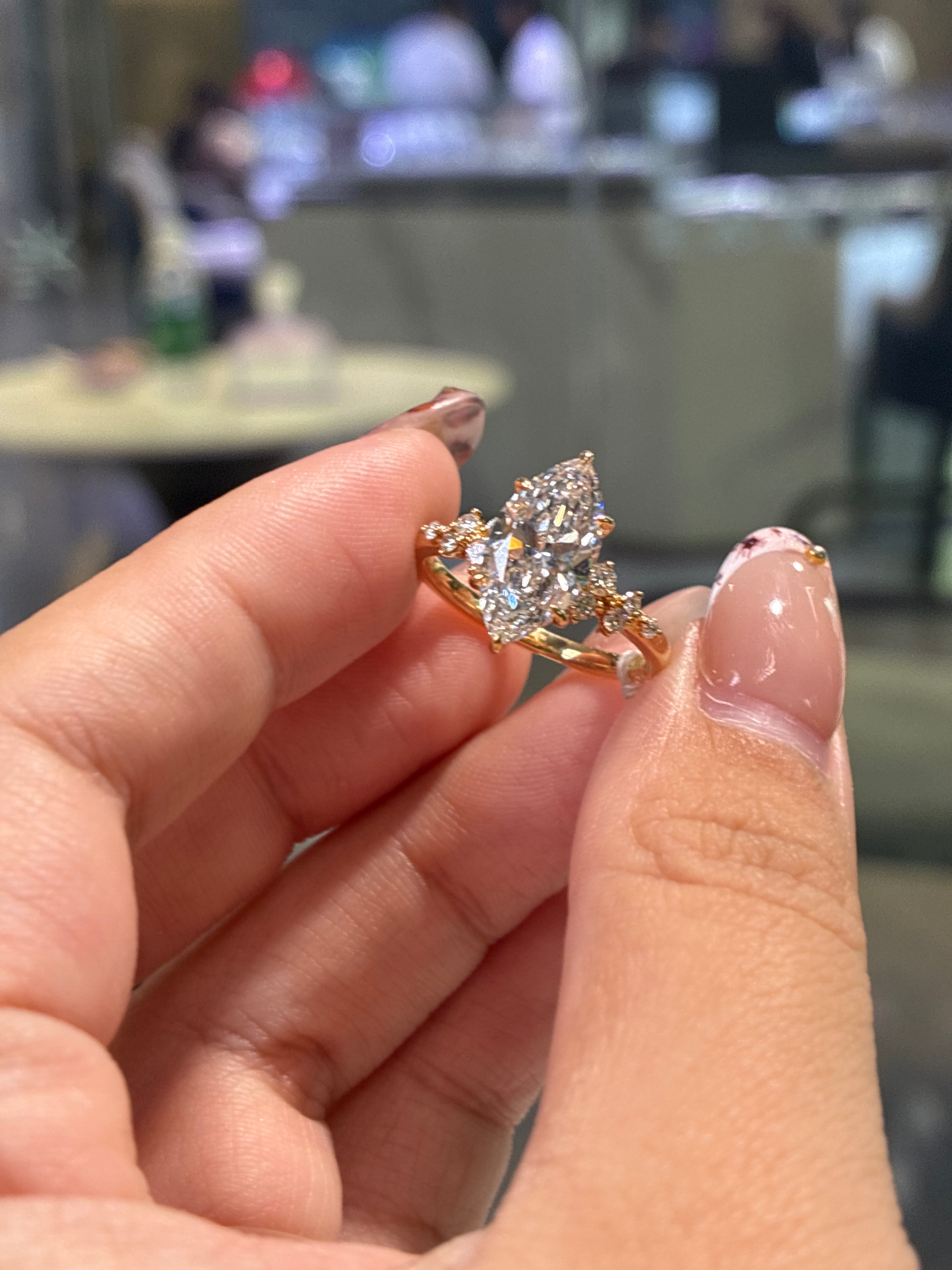 Deposit for yvngsoul customize 14k 2ct marquis cut diamond ring with 0.20ct sidestones