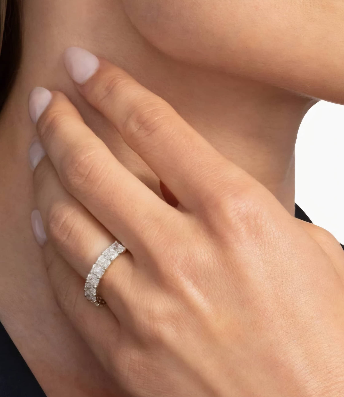 For Jay//Radiant Cut Full Eternity Diamond Band Ring//18K Solid white gold//20 Radiant Cut diamonds for total 4ct (20 points per)//D-E/VS-VVS//US Size 4.5