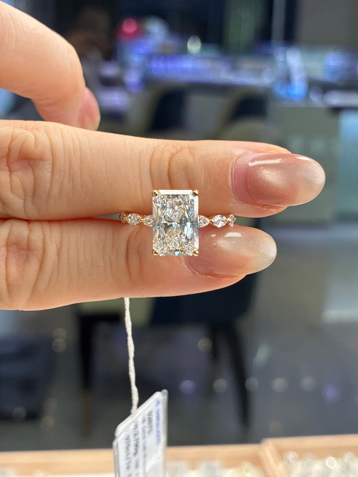 Deposit for Adwoaa 14k solid gold 3carat radiant E/VVs2 with hidden halo and marquise band