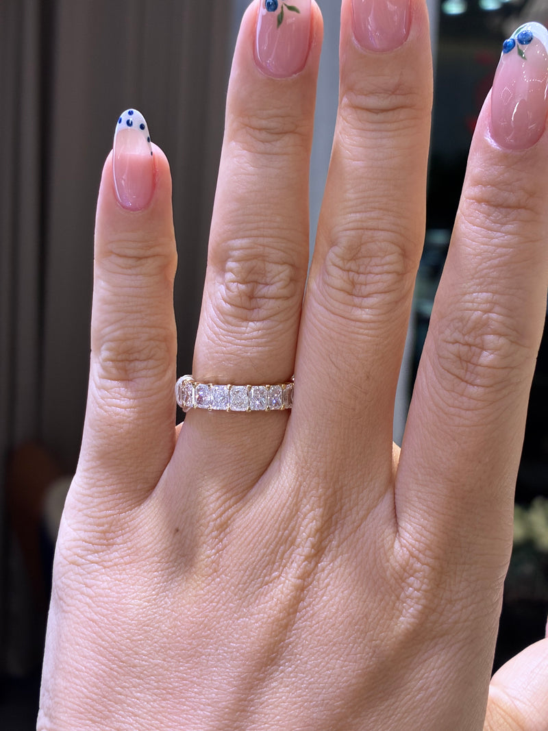 For Superblonde, Custom 4ct radiant full eternity band, in 14k yellow gold