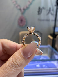 For Bless, deposit for 5ct Moval, E/VS1 with 1ct sidestones in 14k yellow gold