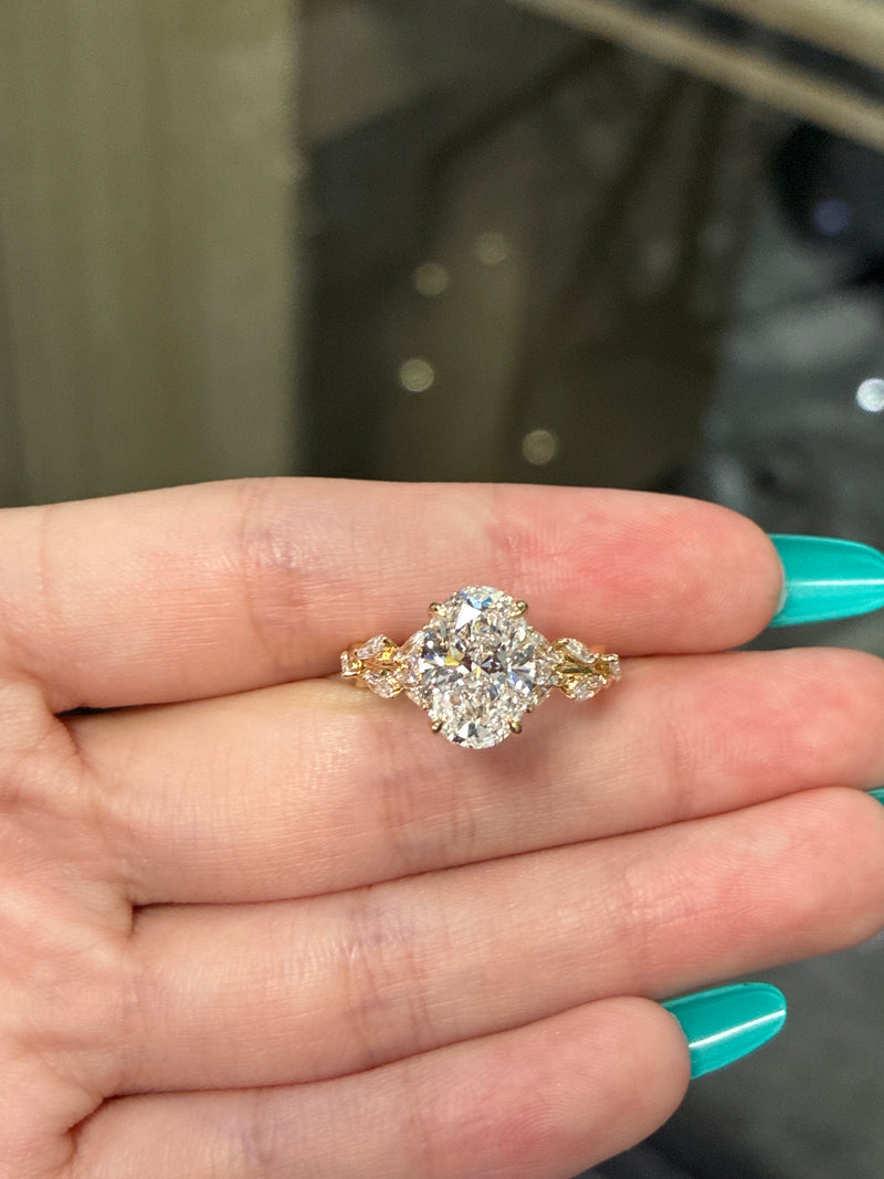 Deposit For Rachel Marie 14k solid white gold 3carat oval Brilliant cut D VVS2 with 0.945ct side stones(custom)