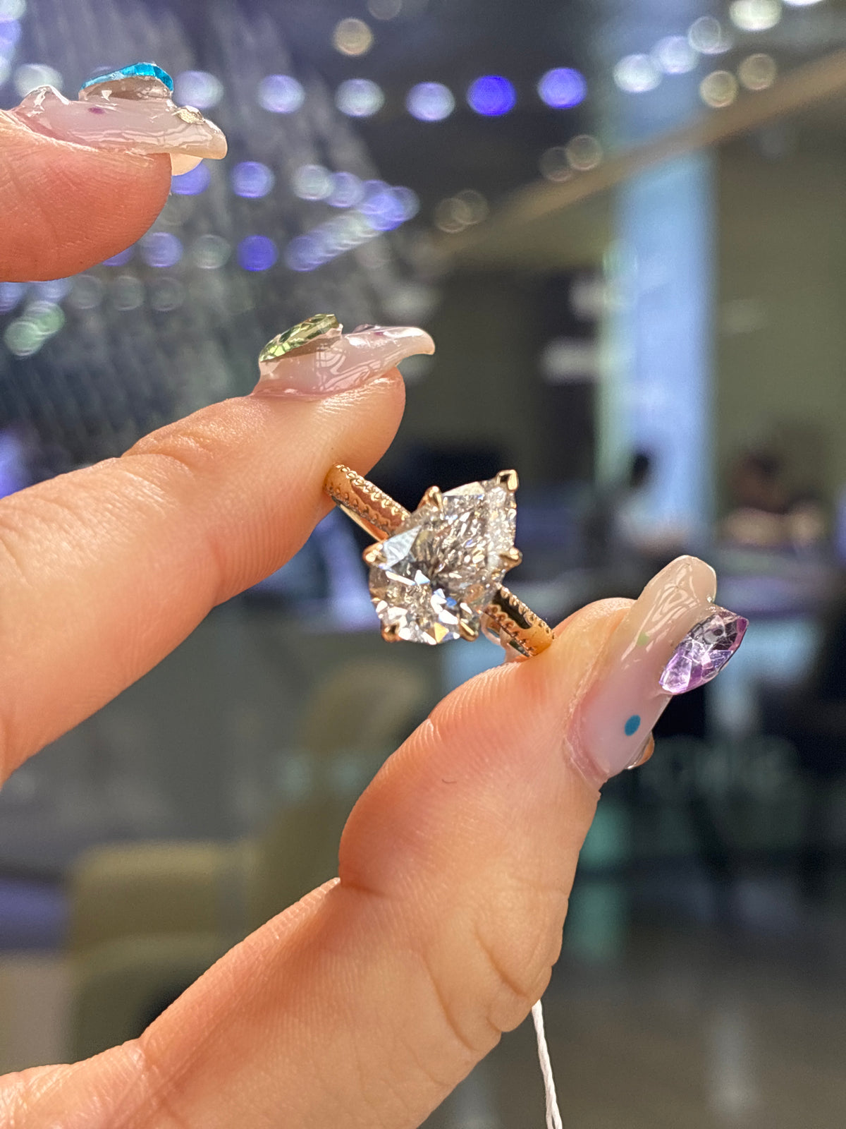 $200 deposit for Daisy_, 2.51ct pear ring , 14k solid yellow gold,