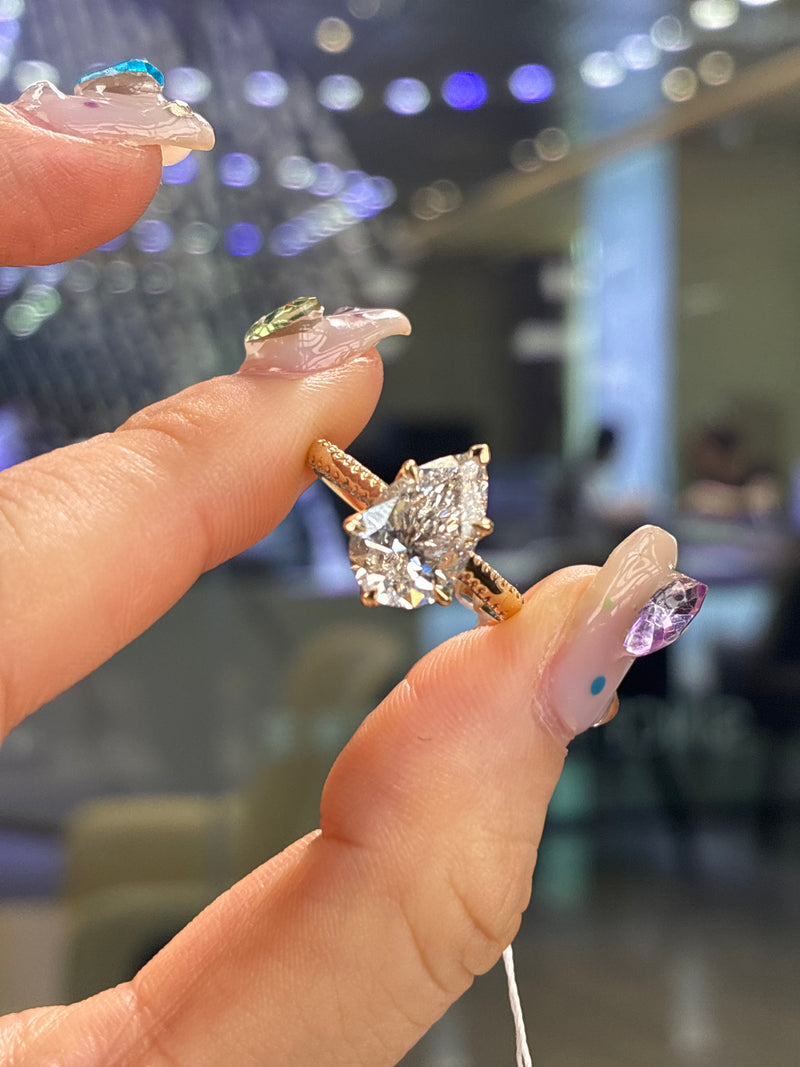 $200 deposit for Daisy_, 2.51ct pear ring , 14k solid yellow gold,