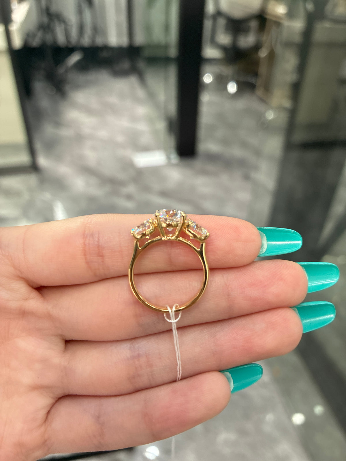 Deposit For Kelly 14K solid yellow gold three stone design, 2.07ct center stone D/VS1, with 2.04ct round side stones