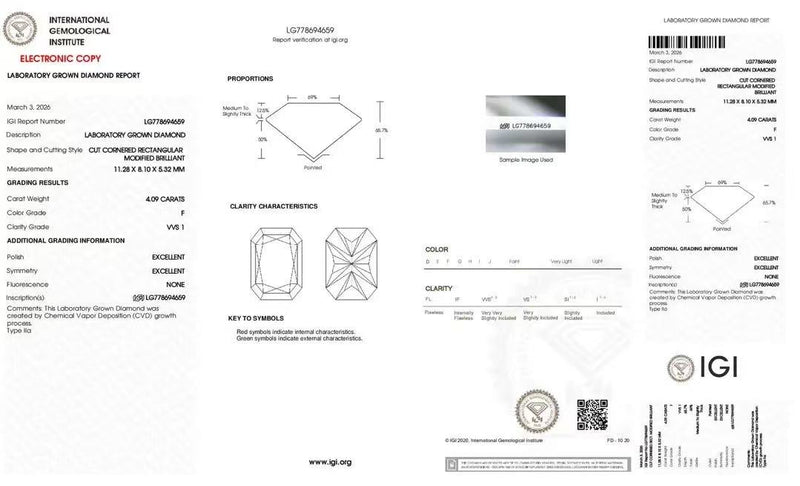 For NELEnE, 4ct Radiant Loose Diamond, F/VVS1