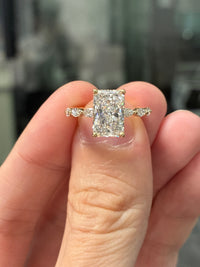 50% Retainer For.Mrs.jones//Bubble Band Radiant Cut Solitaire Diamond Ring
14K Solid white gold
2.53ct Radiant cut center stone 
D/VVS2
26 side stones for total 0.491ct
US Size 10.5