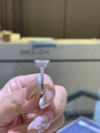 For minikins, 3.03ct Radiant Mainstone with 0.56ct sidestones, E/VS1, 14K White Gold