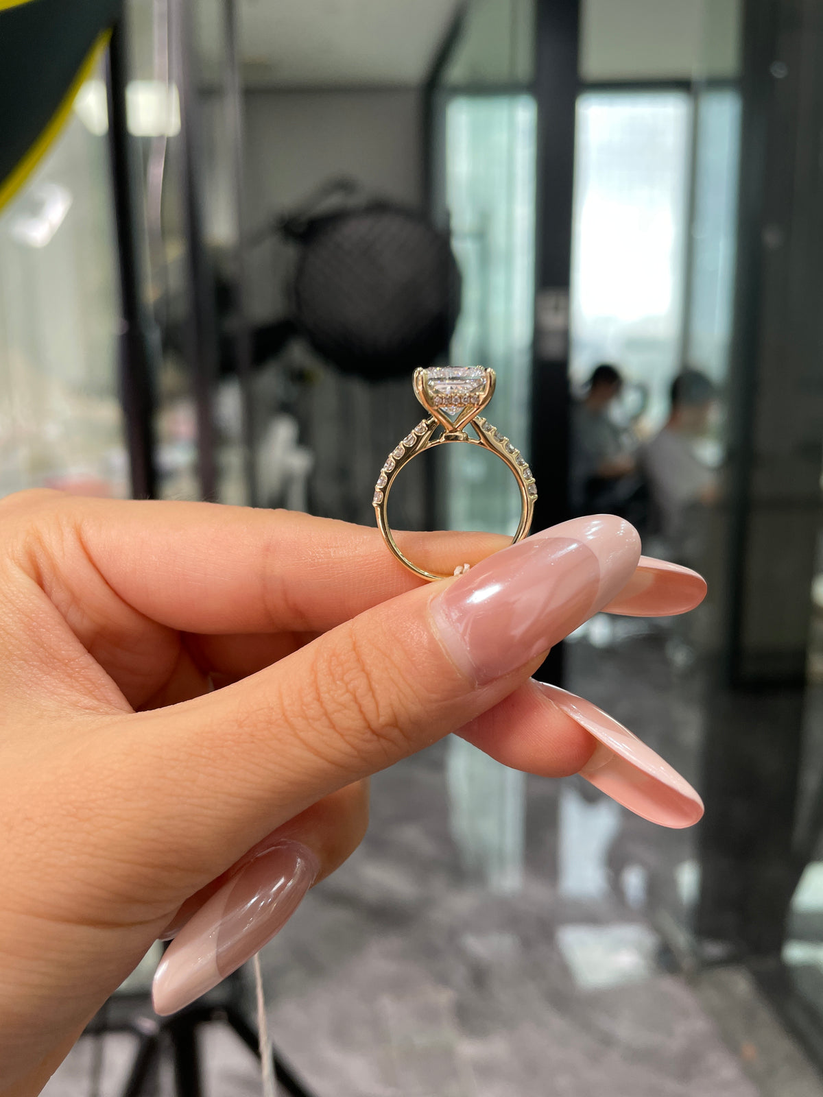 For Jessica Lynn Sias, 14k yellow gold, 3.01ct main stone, 0.386ct side stone, E/VVS2