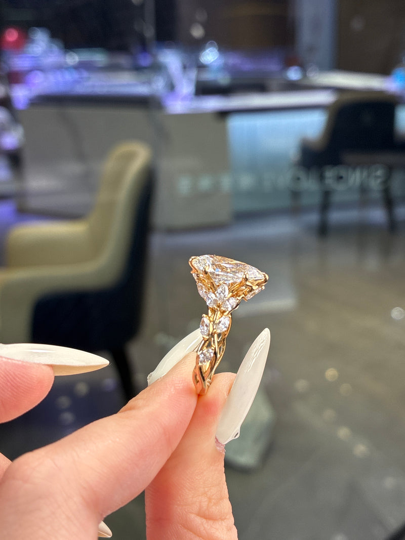 For Neicey Nee 14k solid yellow gold 3.06ct pear E/VS1 with 1.009ct/16pcs(ready to ship)