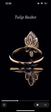 For Daffy, Deposit 3.03ct Oval Step Cut, D/VS1, 6 prongs solitaire with tulip basket hidden halo, two tone 14k white gold for the head and yellow gold shank