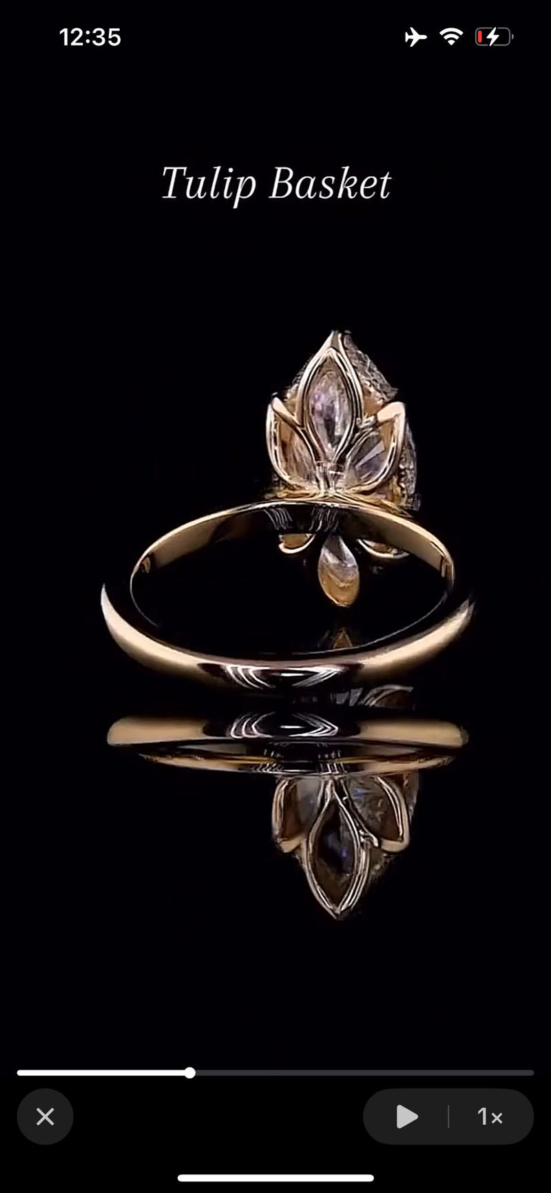 For Daffy, Deposit 3.03ct Oval Step Cut, D/VS1, 6 prongs solitaire with tulip basket hidden halo, two tone 14k white gold for the head and yellow gold shank