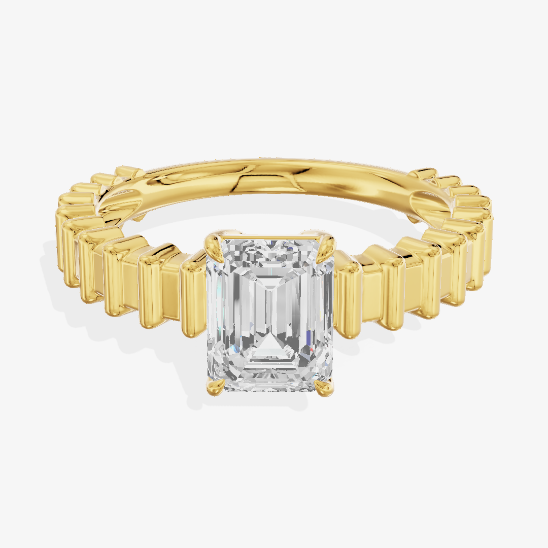 3.38-carat emerald Lab-Grown Diamond Knife-Edge Ring — 18K yellow gold