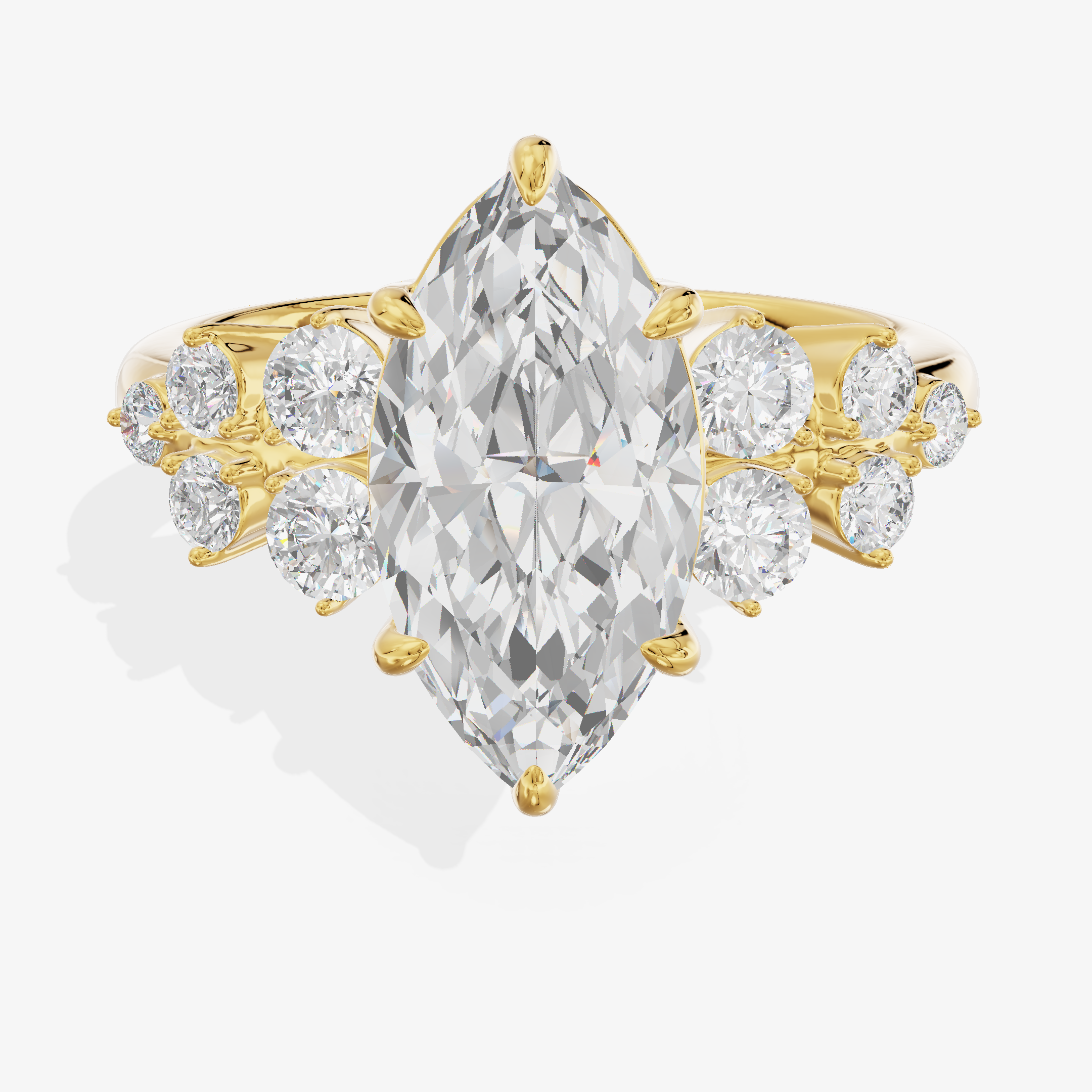 2.1-carat marquise Lab-Grown Diamond Micro Pavé Ring — 18K yello Gold