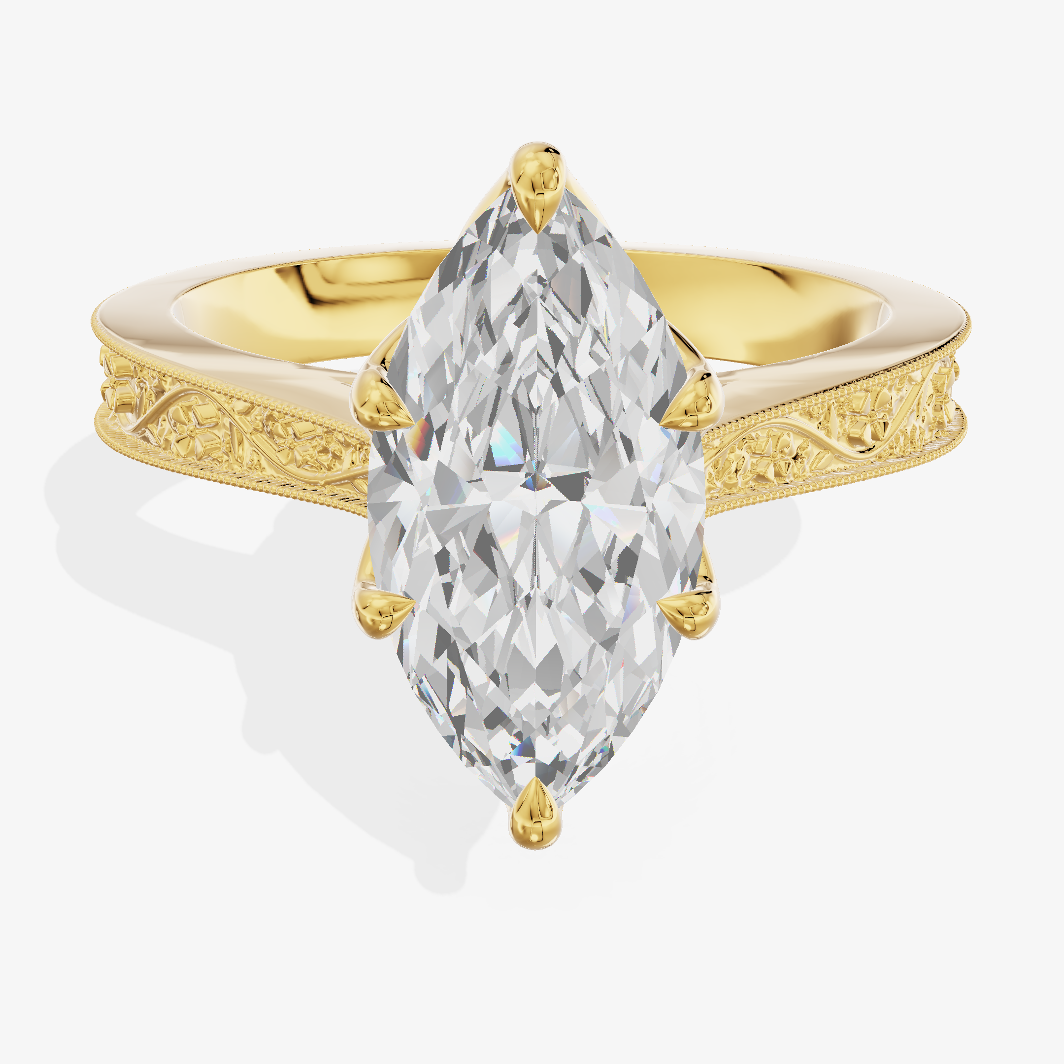 3.03-carat marquise Lab-Grown Diamond Cathedral Ring —18K yellow gold